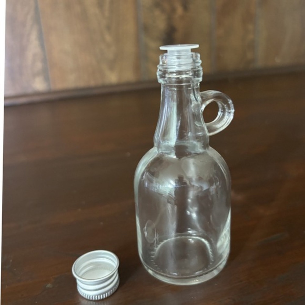 18 Pack Mini Glass Syrup Bottles with Handles and Screw Caps 4 Inch Clear Jugs